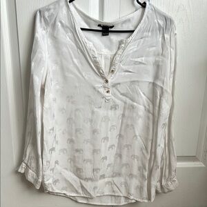 H&M White Elephant Print Blouse